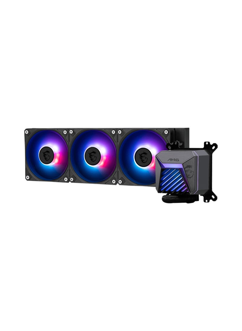 MSI MAG CORELIQUID A15 360mm ARGB All-in-One CPU Liquid Cooler , 360mm Radiator, 3x 120mm CycloBlade Fans, High-Performance Pump, EPDM+IIR Tubing, Intel & AMD Compatible, Mystic Light ARGB, Easy Installation, Low Noise Cooling, Black | 306-7ZW9A11-L80 - Image 2
